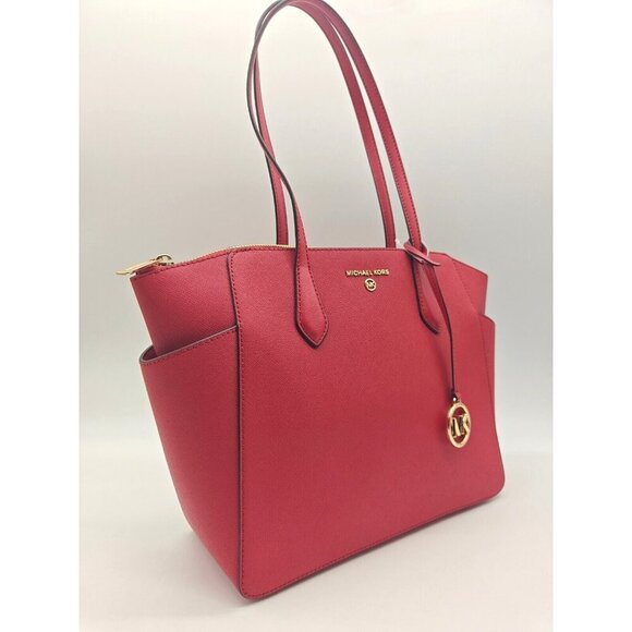 MICHAEL KORS Marilyn saffiano leather women's medium tote bag purse -CRIMSON/RED - Picture 4 of 11